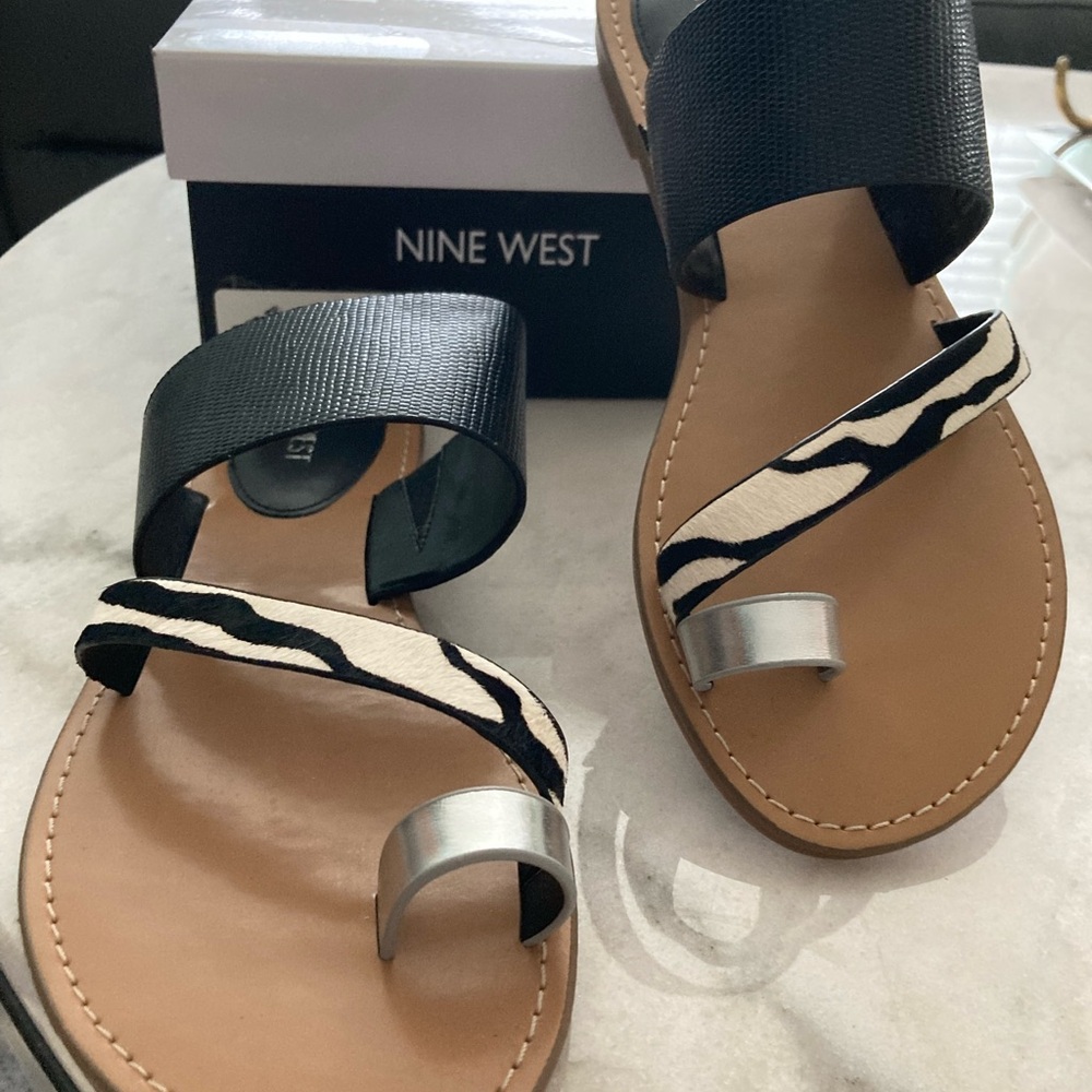 Nine West Black and Silver Women's Sandals